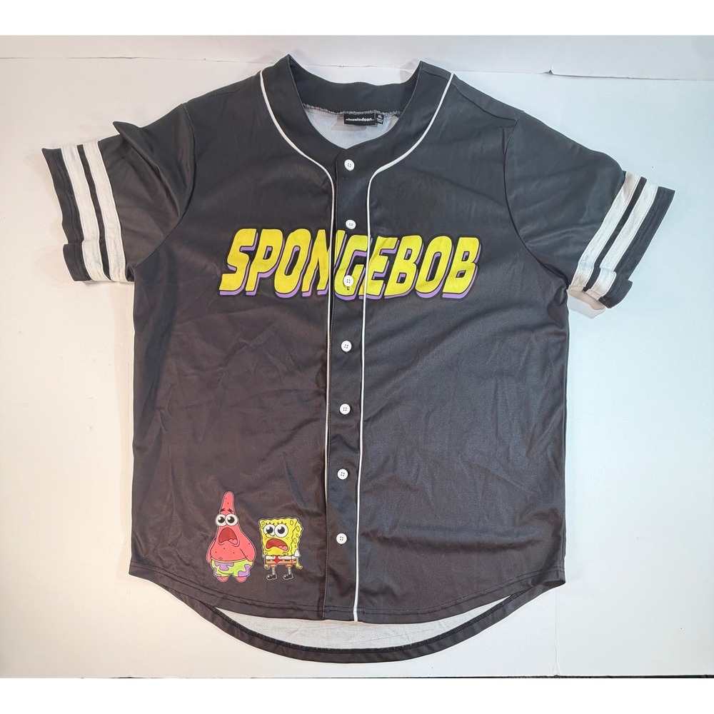 Nickelodeon Spongebob Squarepants Baseball Jersey Black Mens XL Graphic Shirt